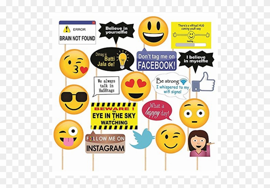 Emoji Photobooth Props-21pcs - Photo Booth Clipart