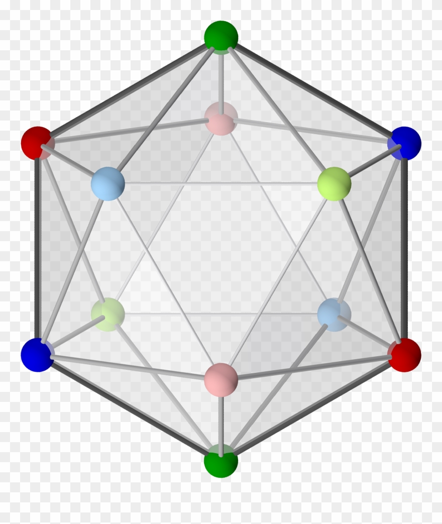 File Icosahedron With Colored Vertices Fold Png - Vertex Clipart