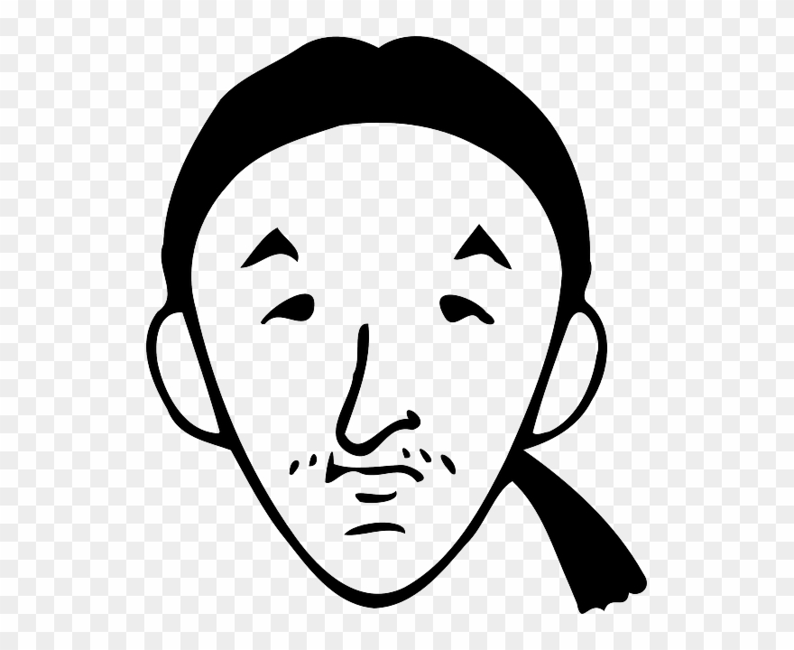 Black, Simple, Man, White, Cartoon, Style, Hair, Pony - Man With Ponytail Cartoon Clipart