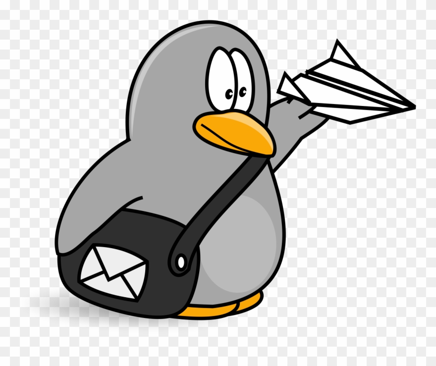 Open - Penguin Mailman Clipart