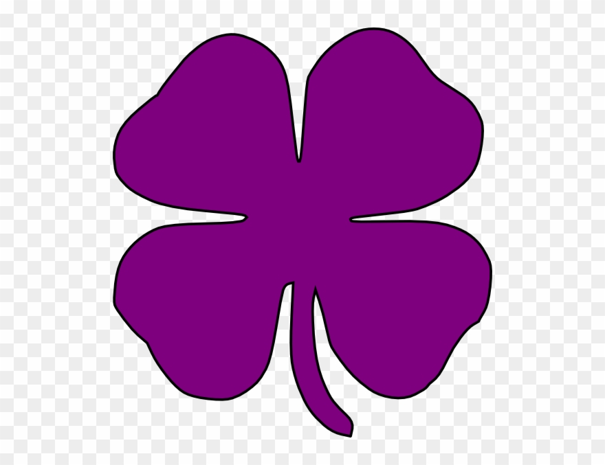 Purple Shamrock Clip Art At Clker Com Vector Clip Art - Four Leaf Clover Black And White - Png Download