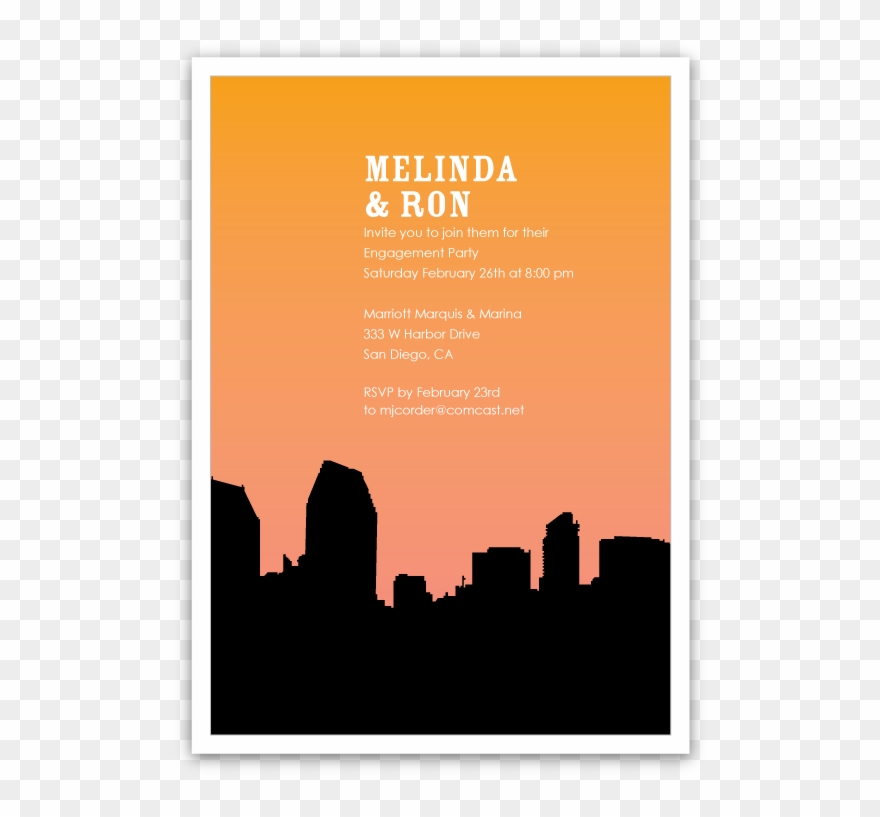 San Diego Skyline Silhouette Party Invitations Ian - Cellular Believe In Something Better Clipart