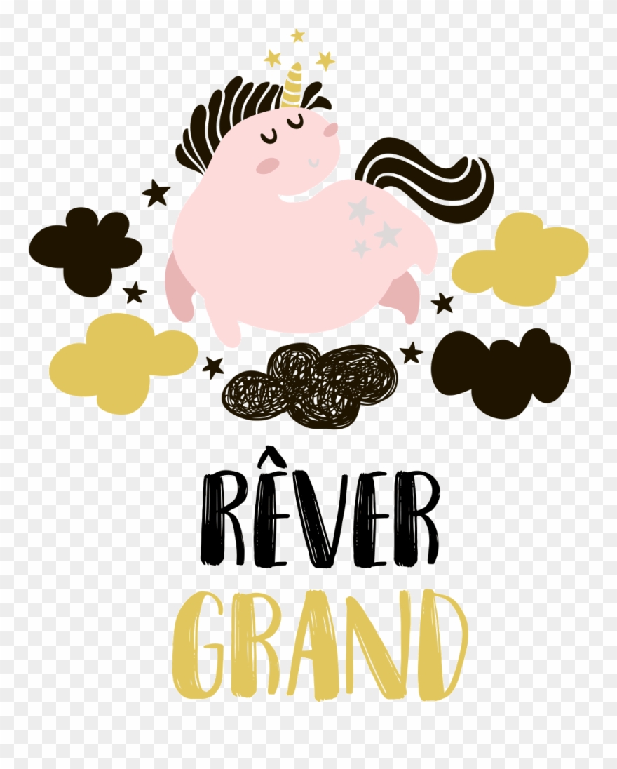 Sticker Licorne Qui Reve Grand Ambiance Sticker Col - Licorne Citations Clipart