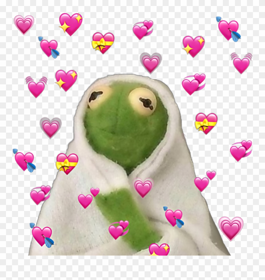 Kermit Hearts Trendy Frog Green Emoji Scaredkermit - Stickers Kermit The Frog Hearts Clipart