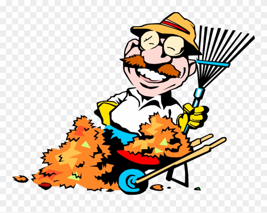 Vector Illustration Of Lawn Care Leaf Raker Rakes Fall - Raking Leaves Clip Art - Png Download
