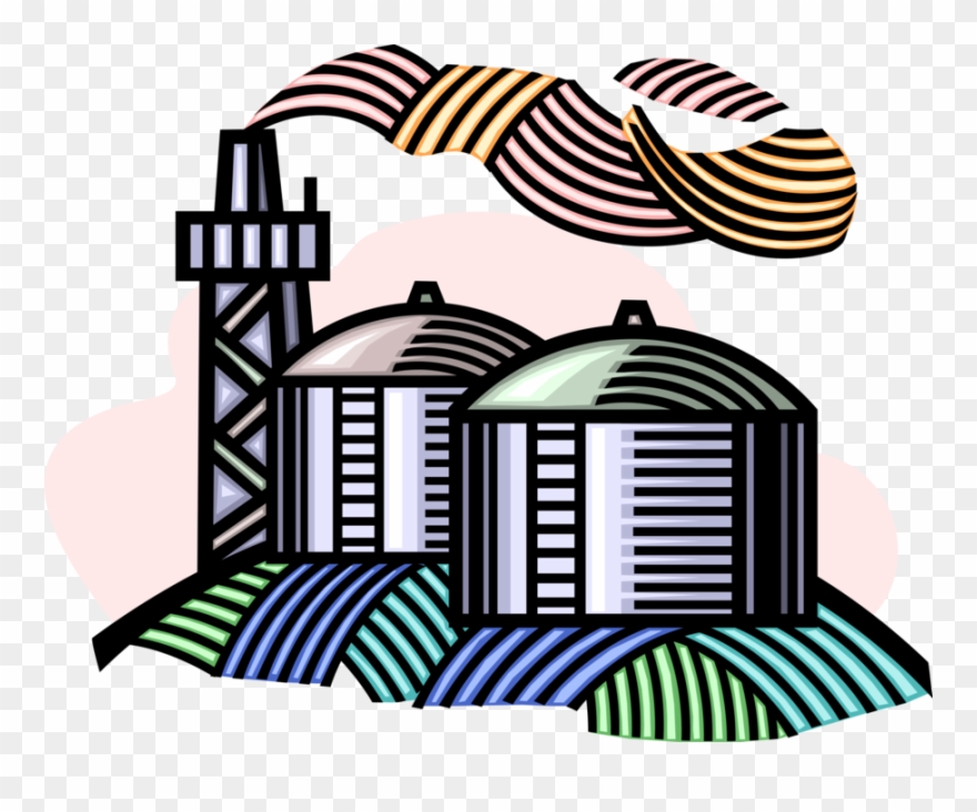 Refinery With Gas Tanks - Chaminés De Fabrica Png Clipart