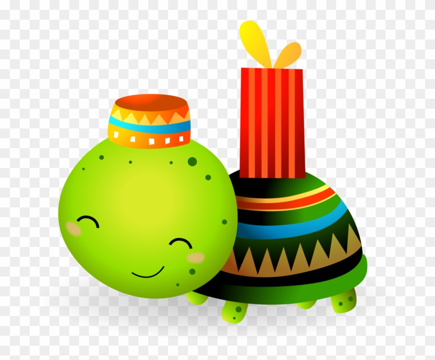 Kwanzaa Baby Turtle Bringing Zawadi - Vector Graphics Clipart