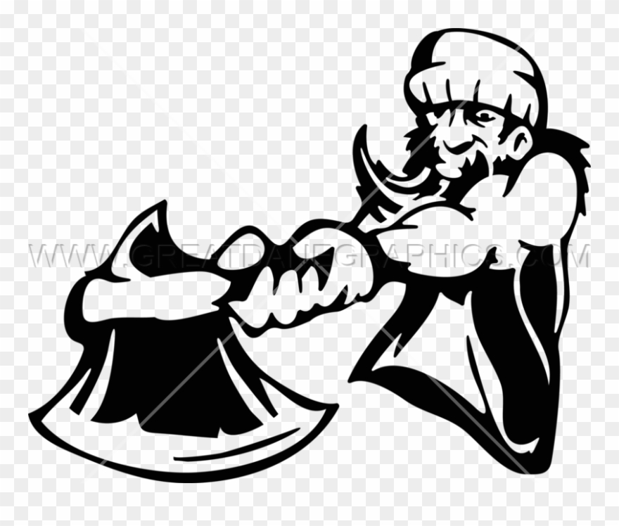 Chopping Lumberjack - Black And White Lumberjack Png Clipart