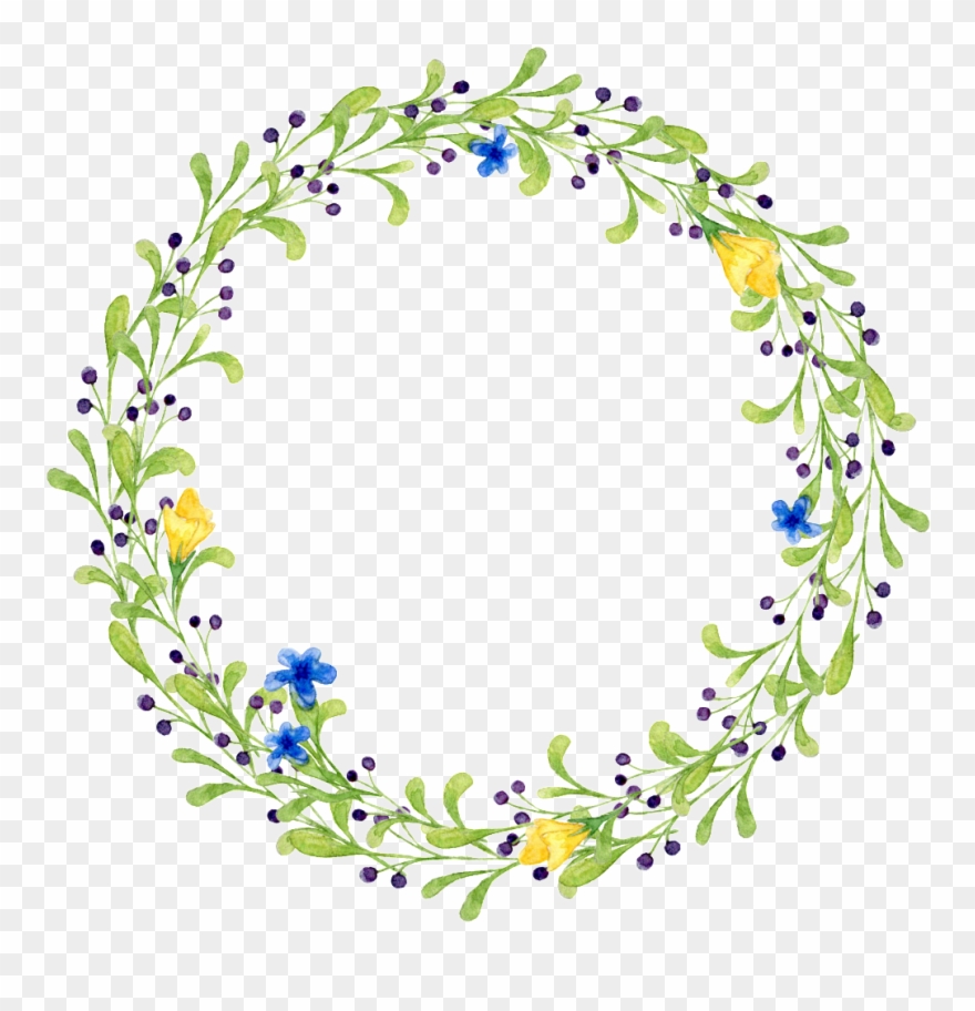 Fresh Light Colored Leaves Hand Drawn Garland Decorative - Wreath Clipart