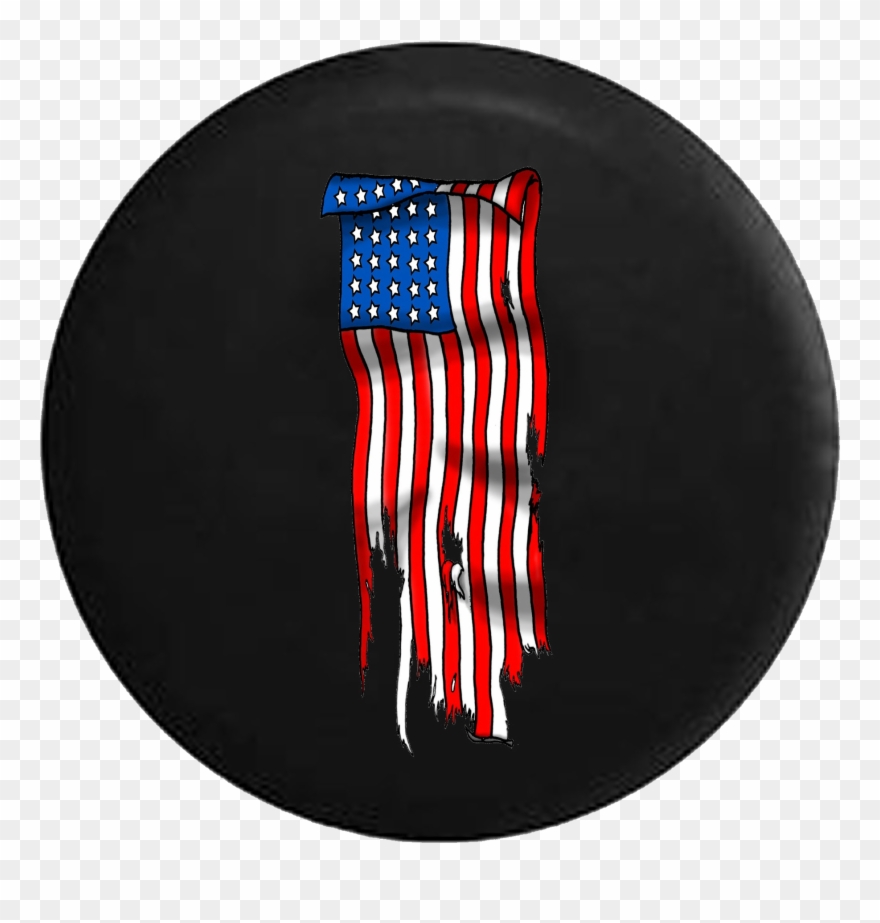 Vertical Tattered American Flag Jeep Camper Spare Tire - Jeep Clipart