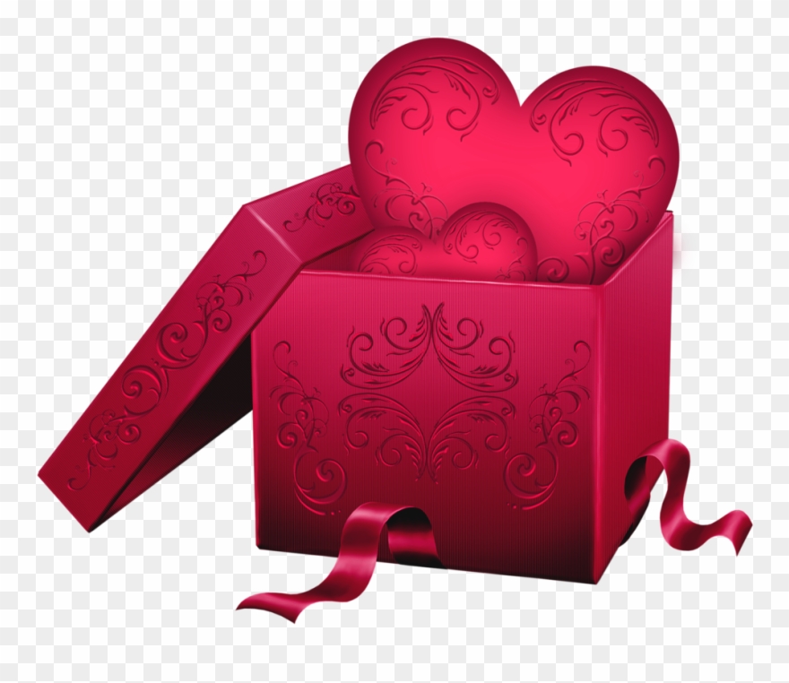 Transparent Gift Box With Heart Png Clipart - Valentines Day Roses Png