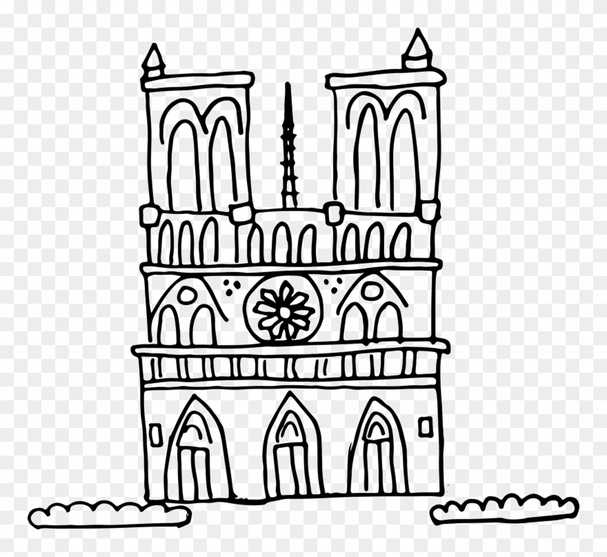 Notre Dame Sketch Rubber Stamp - Notre Dame Sketch Clipart