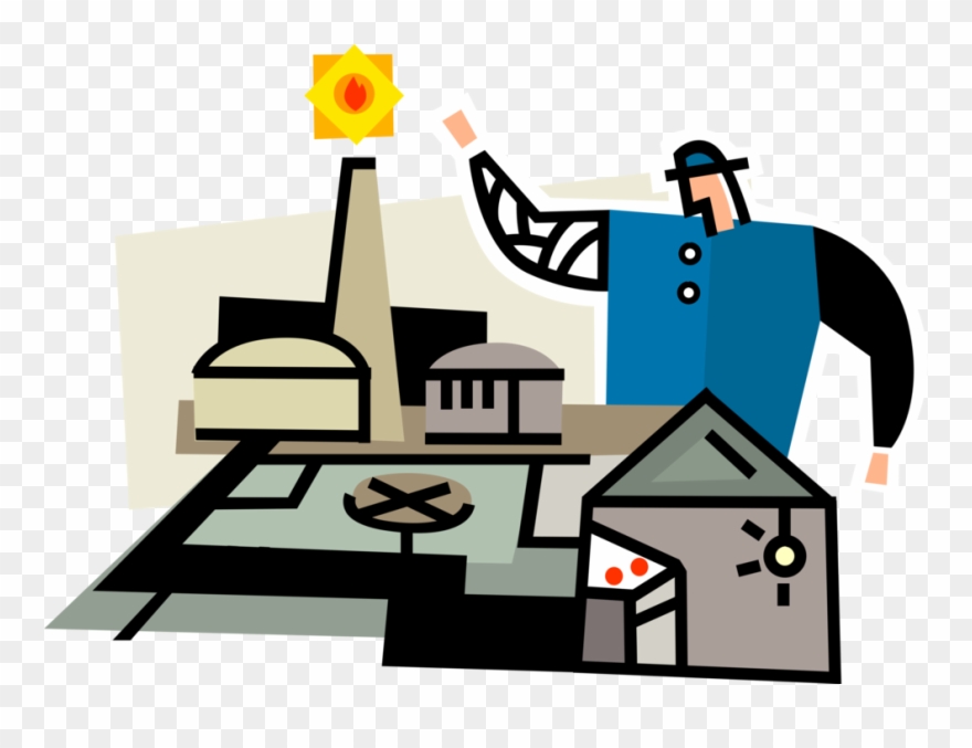 Vector Illustration Of Nuclear Energy Power Plant Technician - Nuclear Power Clipart