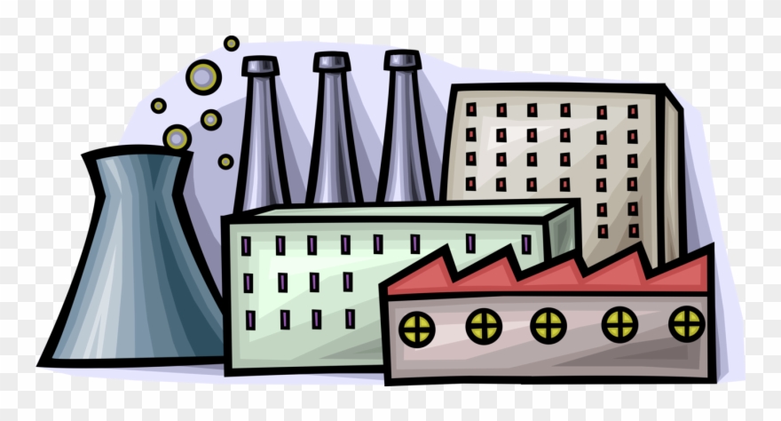 Vector Illustration Of Nuclear Power Plant Provides - Industrial Site Clipart - Png Download