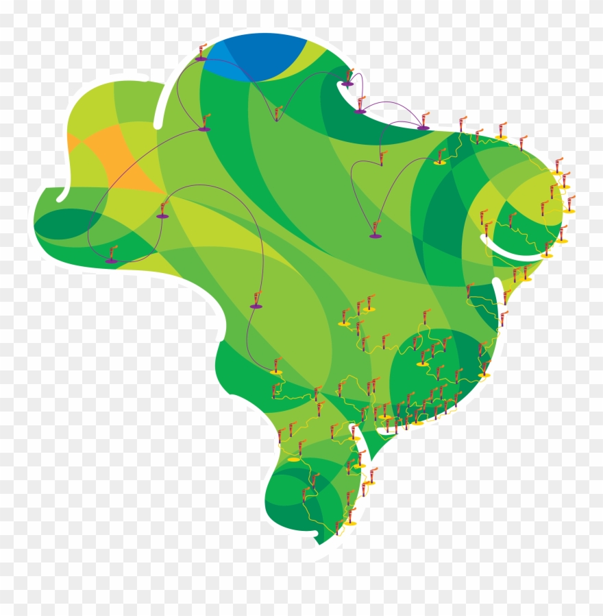 Mapa Cidades Do Revezamento Da Tocha Rio - Olympic Games Rio 2016 Clipart