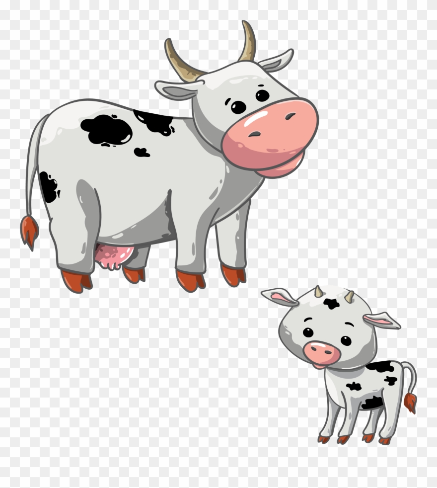 Cartoon Cow And Calf - Cow And Calf Clipart Png Transparent Png