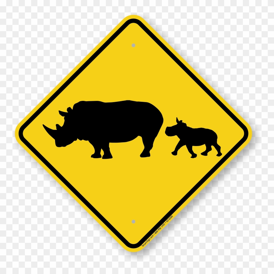 Rhinoceros With Calf Crossing Sign - Graphics And More Rhinocerous Chalkboard Vinyl Wall Clipart
