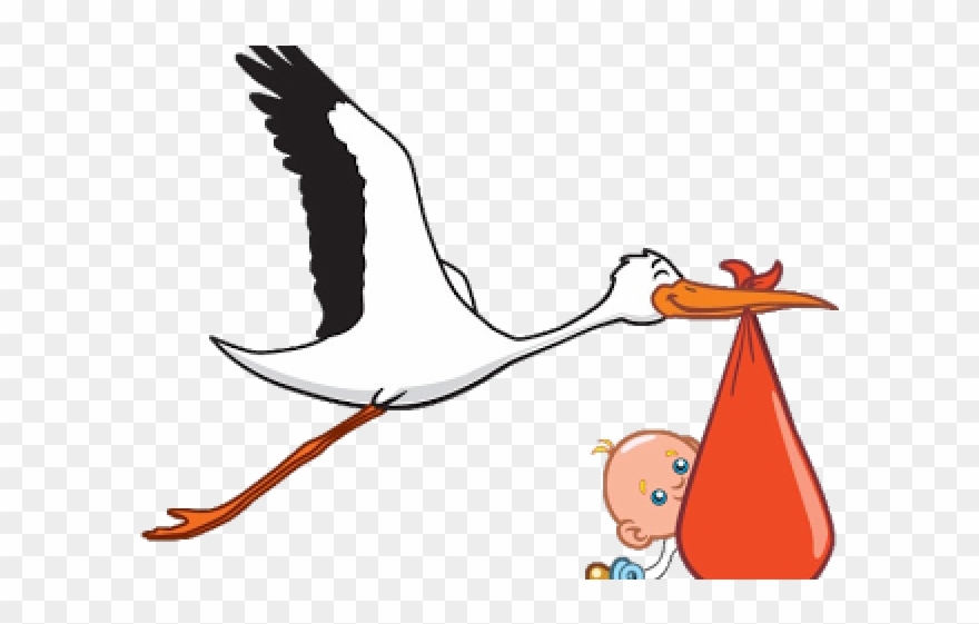 Stork Clipart Baby Transparent Background - Stork Carrying Baby Cartoon - Png Download