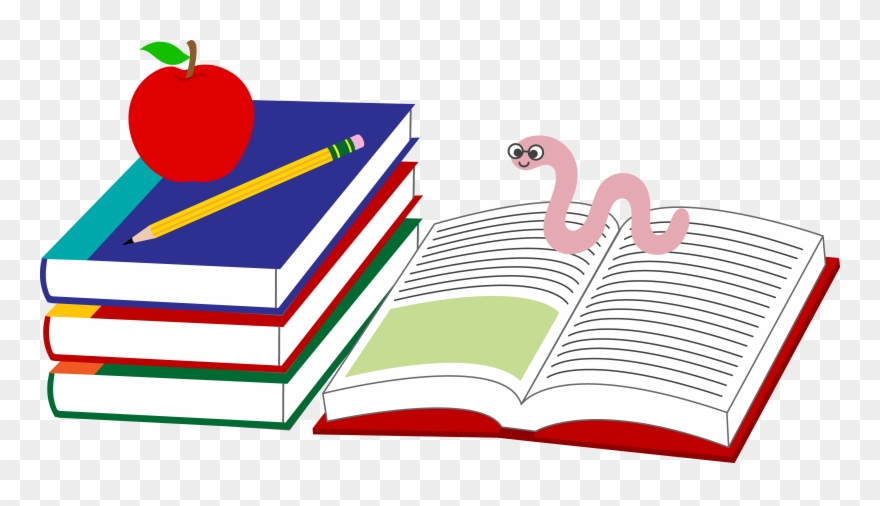 Books Apple Pencil Bookworm Clip Art 1 - Books And Pencil Clipart - Png Download