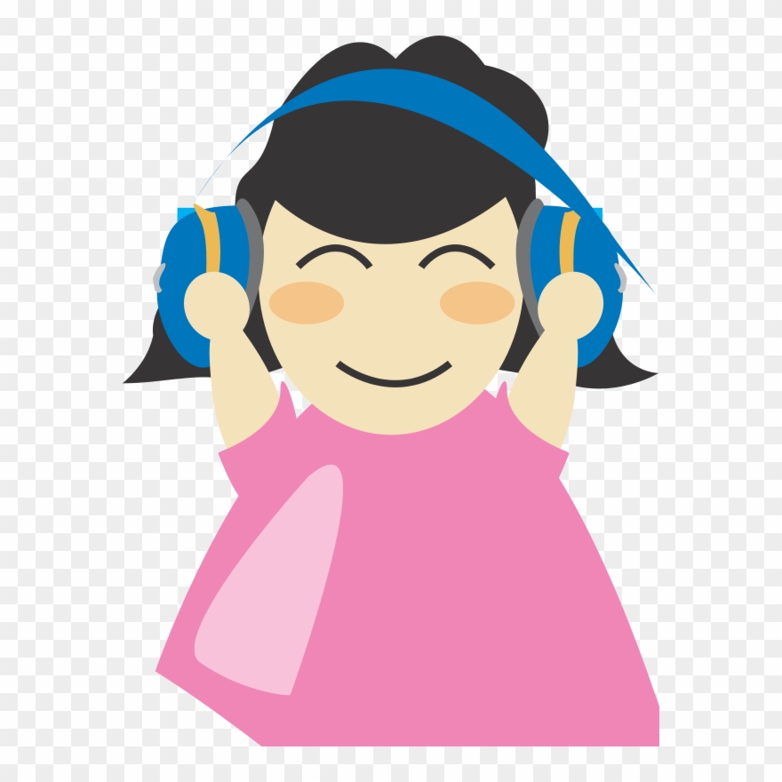 Free Girl With Headphone2 - Person With Headphones Clipart - Png Download