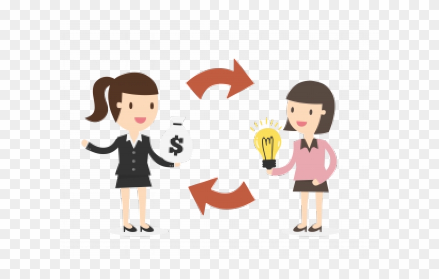 Negotiation Clipart Phone Call - Cartoon People Trading Money - Png Download