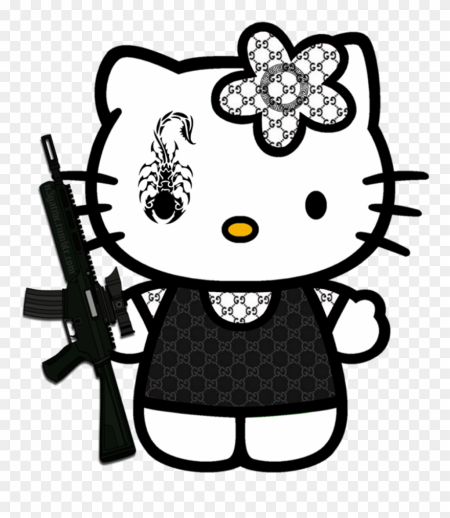 Hellokitty Gucci Ak47 Kidcore Cute Scorpion Hello Kitty - Hello Kitty Clipart Cartoon - Png Download