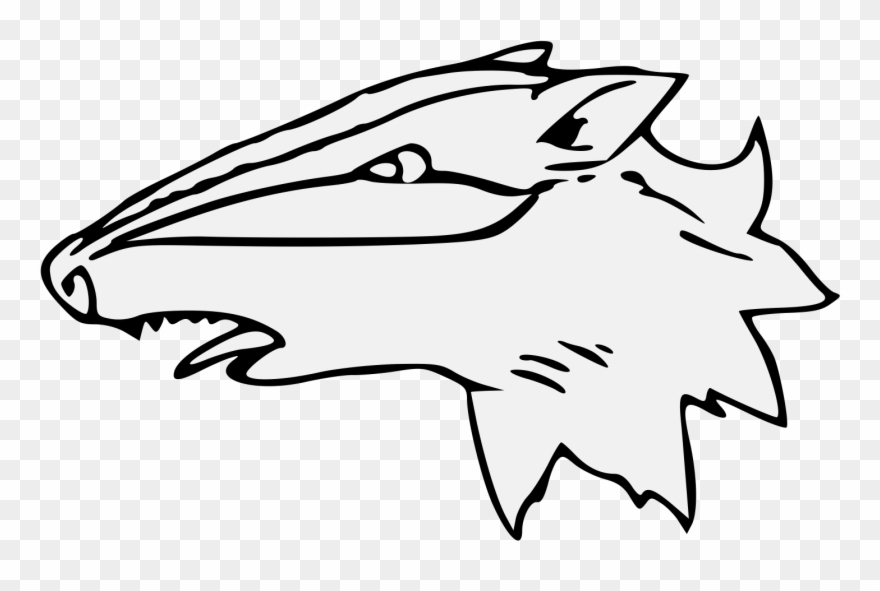 Badger's Head Erased - Line Art Clipart