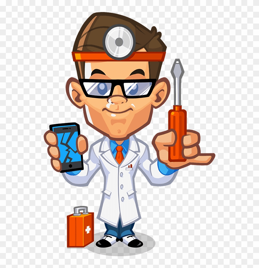 Fixxit Mascot Design - Phone Repair Cartoon Clipart