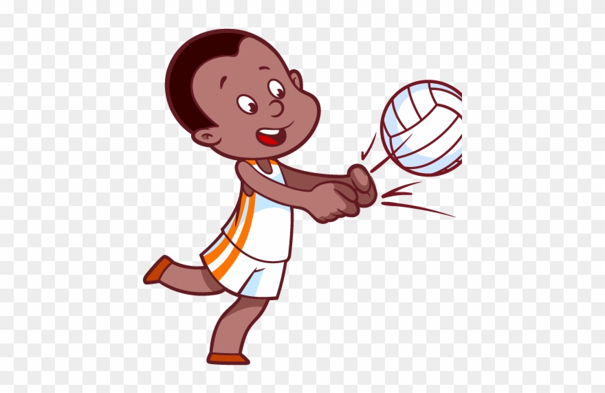 Cartoon Volleyball Players - Chicos Jugando Voley Dibujo Clipart