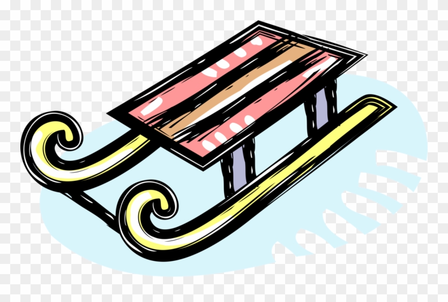 Vector Illustration Of Winter Sled Or Sleigh Toboggan - Schlitten Clipart - Png Download