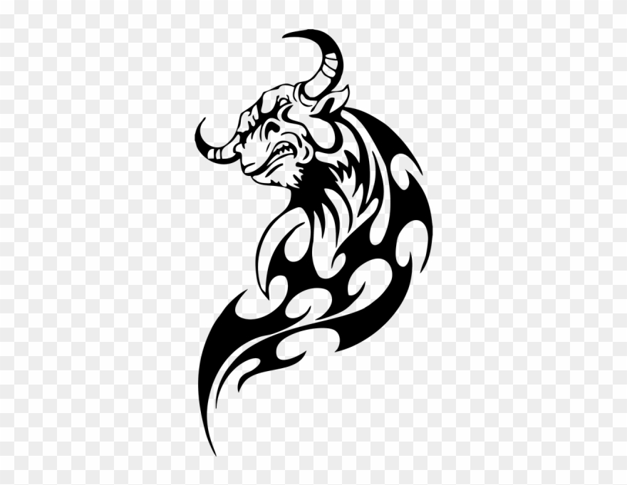 Bull Car Decals - Drawing Bull Tribal Tattoo Clipart