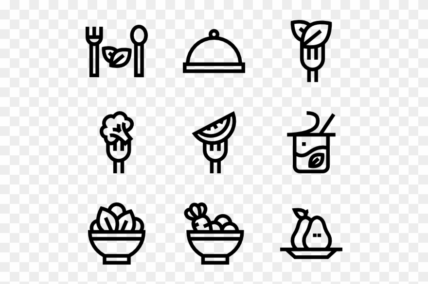 Vegan Food Dishes - Web Design Line Icon Clipart