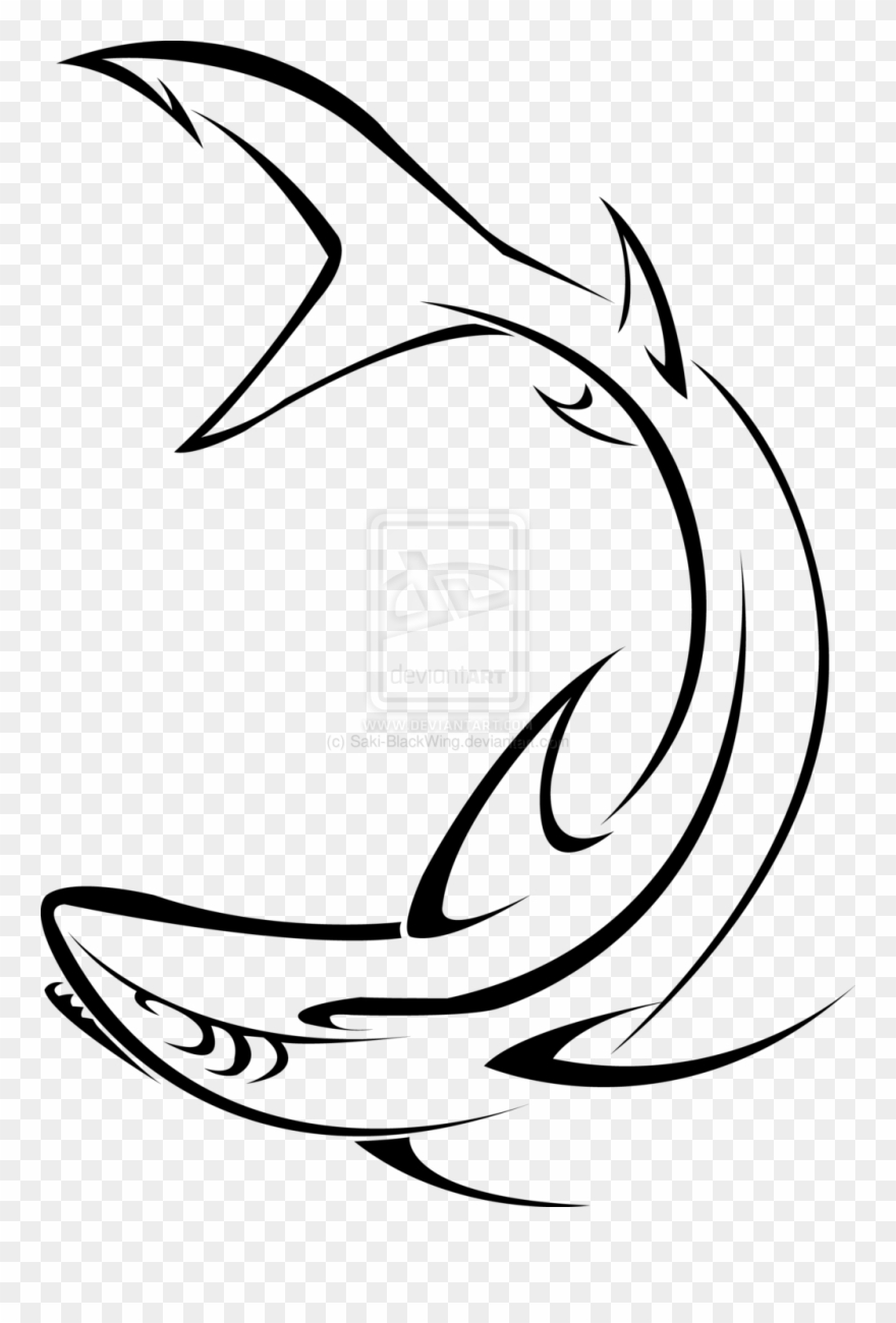Black Celtic Shark Tattoo - Great White Shark Shark Tribal Clipart