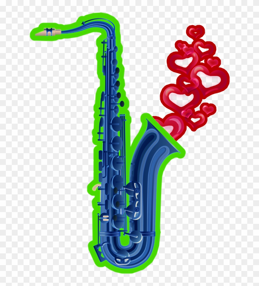 Saxaphone Day Sax Blues Neon Hearts Bubbles Blue Clipart