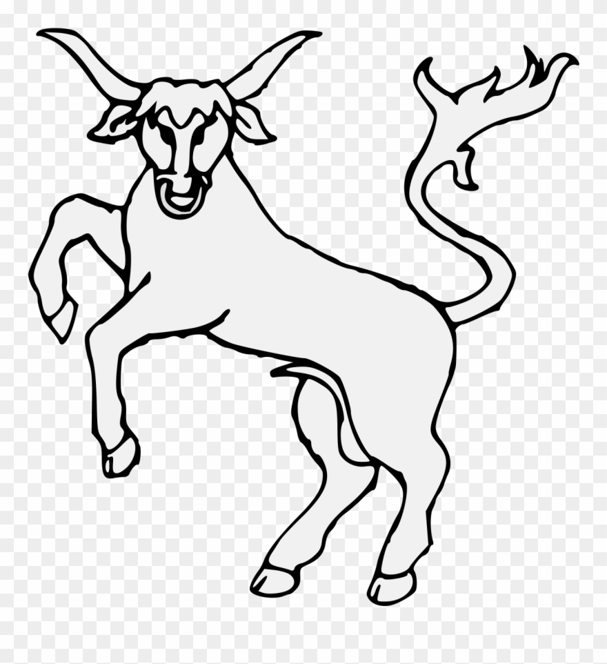 Bull Rampant Guardant Ringed - Ox Rampant Clipart