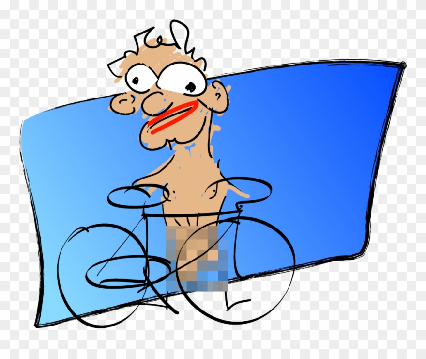 Nude Cycling - Cartoon Clipart