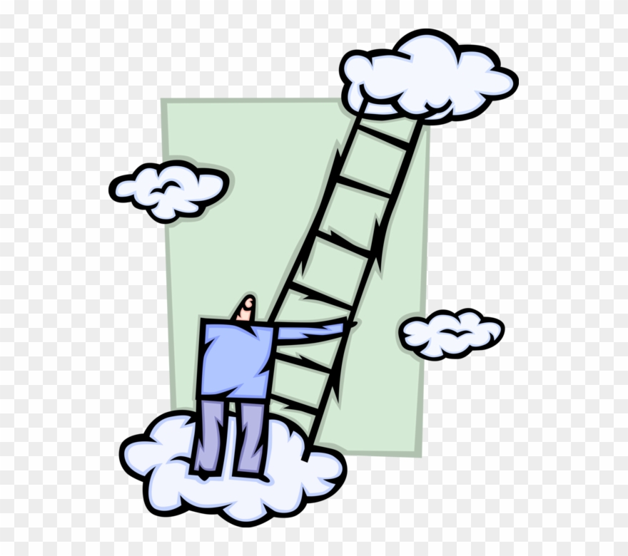 Vector Illustration Of Businessman Climbs Ladder To Clipart