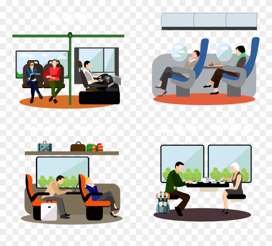 动车卡通手绘不同场景 - Cartoon Clipart