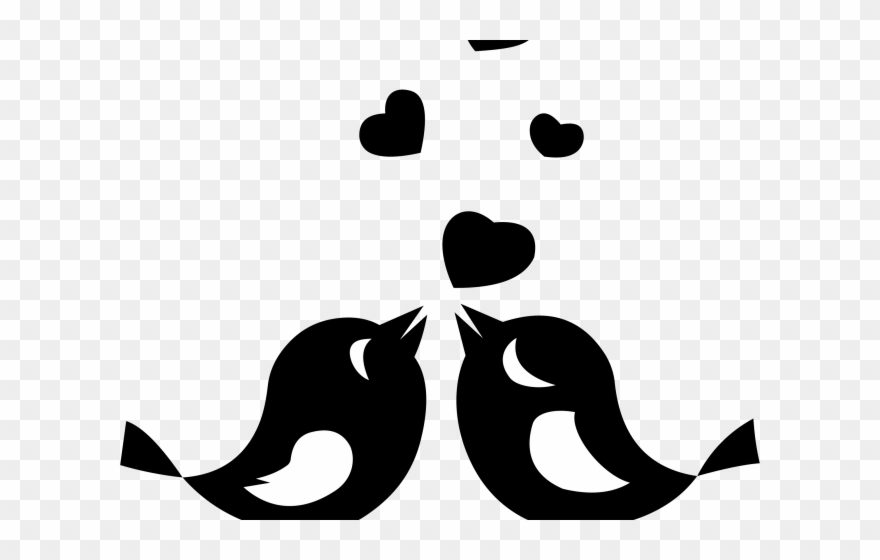 Brds Clipart Love Bird - Love Birds Clipart Black And White - Png Download