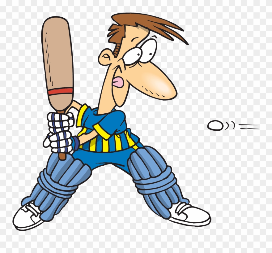 Fun Clipart Having Fun Man Playing Cricket Cartoon Png Download