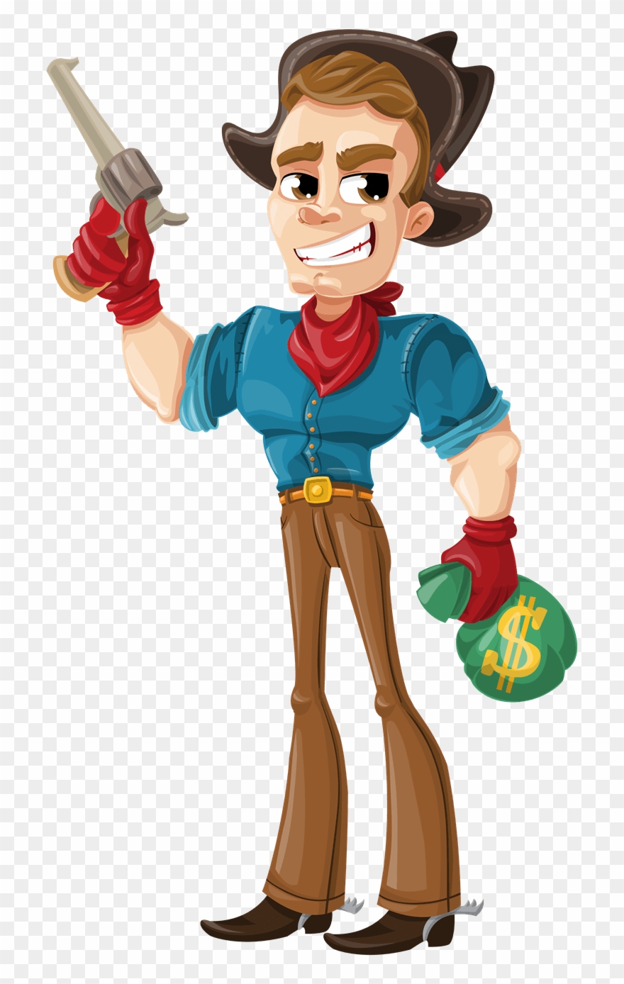 Free Cartoon Western Outlaw Clip Art - Cartoon Style Cowboy - Png Download