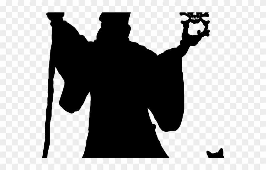 Wizard Clipart Shadow - Black And White Wizard Clipart - Png Download