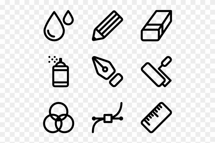 Tool Drawing Line Clip Art Black And White Library - Draw Icons - Png Download