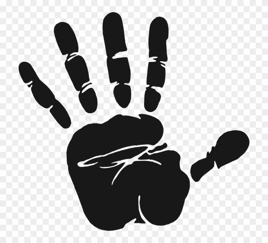Fingers Clipart Opened Hand - Hand Print Clipart Black And White - Png Download