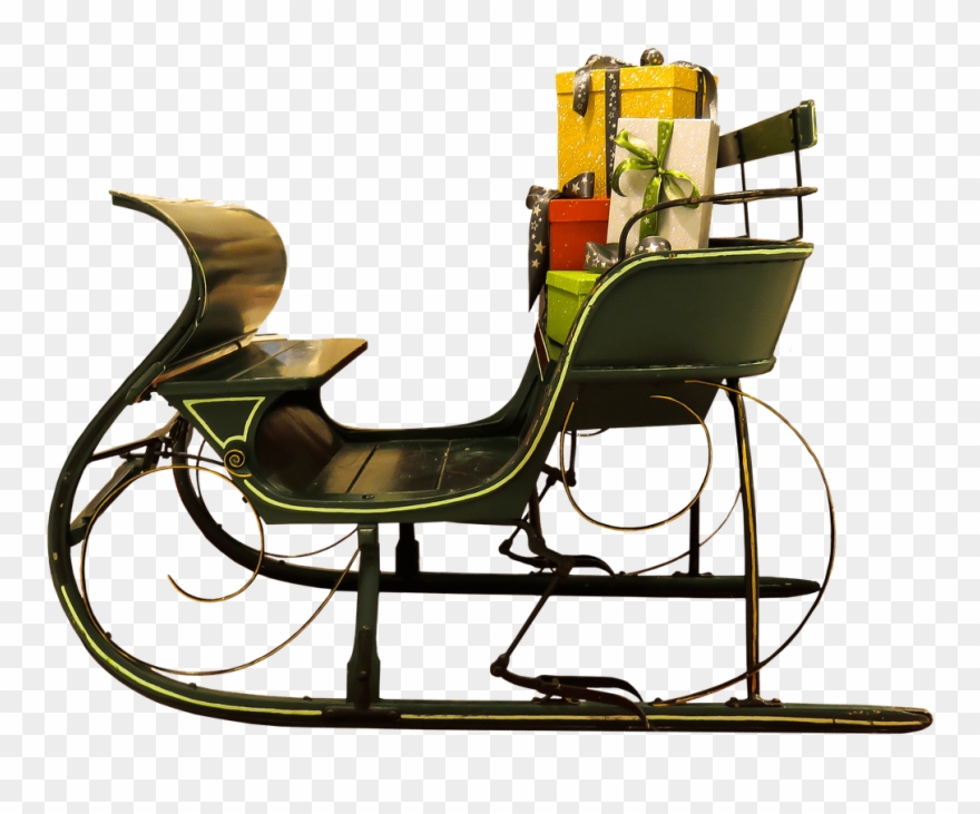 Santa Claus Sleigh Presents On Seat - 썰매 Png Clipart