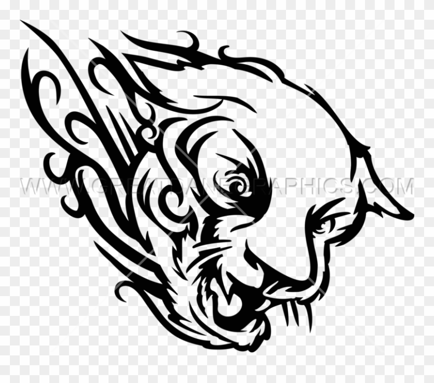 Fiery Cat Head - Illustration Clipart