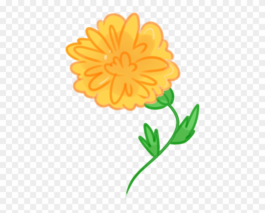 Orange Flower Clipart Cempasuchil - Flor De Cempasúchil Dibujo Png Transparent Png