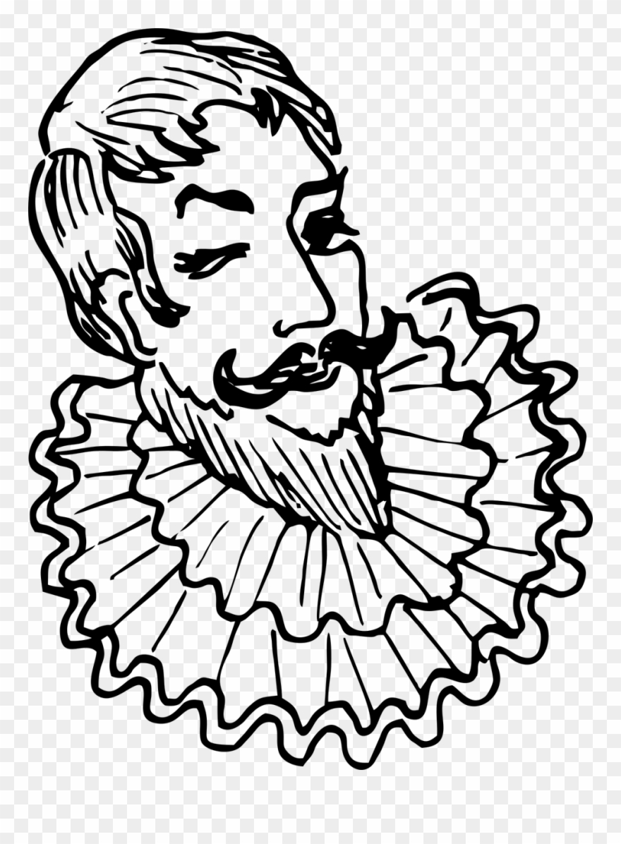 Collar Ruff Tudor Shakespeare - Ruff Clipart Black And White - Png Download