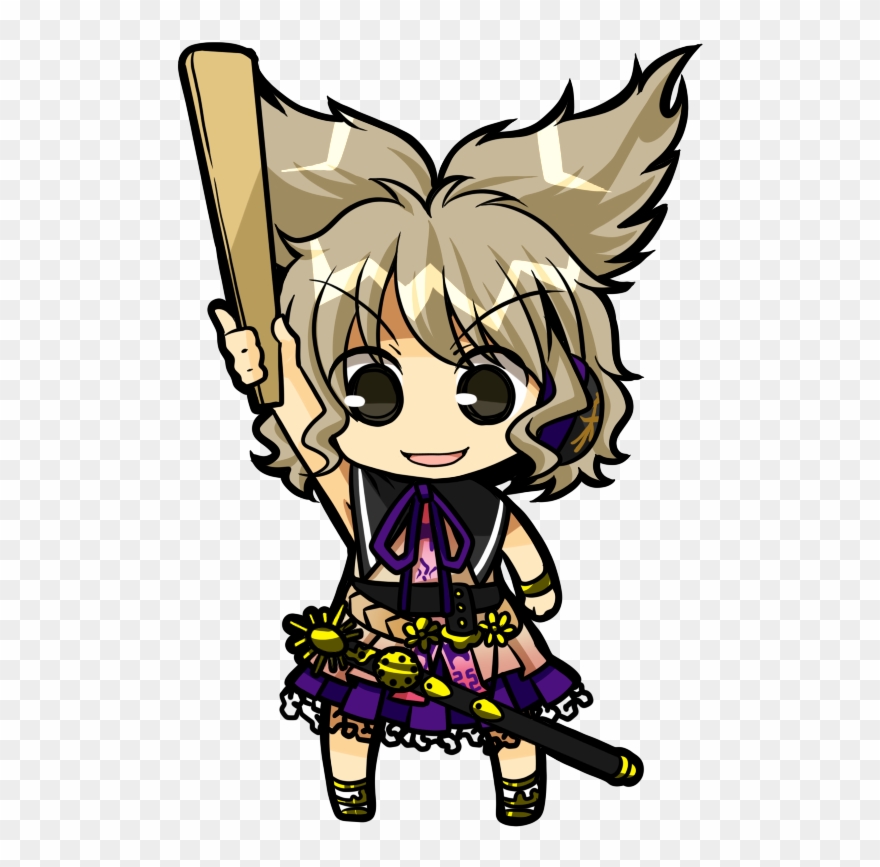 Arm Up Belt Black Eyes Blonde Hair Chibi Earmuffs Headphones - Bone Clipart