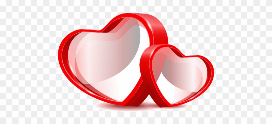 Three-dimensional Red Double Heart Vector Material - Red Heart Vector Png Clipart